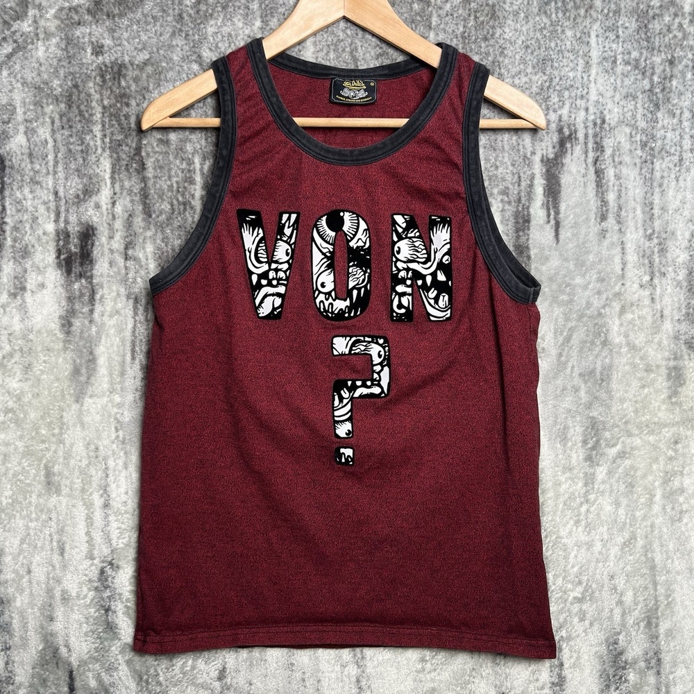 Vintage Y2K Von Dutch Ed Roth Lowbrow Tank Top Size Medium Felt Maroon